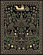 Vintage Black Gold Village Sleigh Rug