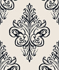 Classic Black Damask Cream Ornament Rug