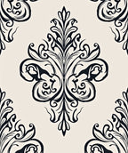 Classic Black Damask Cream Ornament Rug