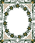 Dark Green Floral Vine Oval Rug