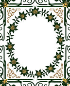 Dark Green Floral Vine Oval Rug