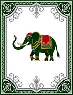 Emerald Elephant Red Medallion Border Rug