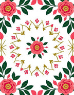 Coral and green floral mandala Rug