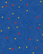 Deep Blue Floral Swirl Rug
