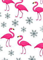 Pink Flamingo Winter Snowflakes Collage Rug