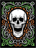 Grotesque White Skull Floral Border Rug