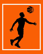 Dunking Silhouette Basketball Orange Rug
