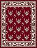 Crimson Cream Damask Floral Border Rug