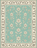 Aqua Cream Floral Arch Border Rug