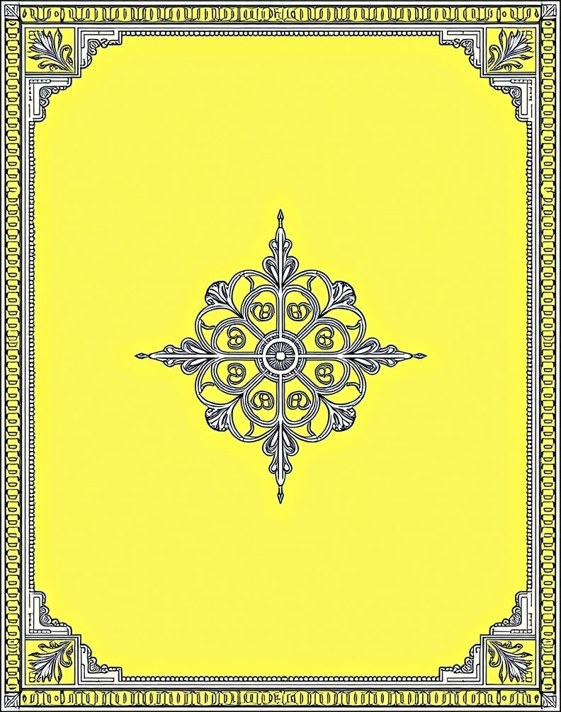 Yellow Filigree Mandala Border Rug