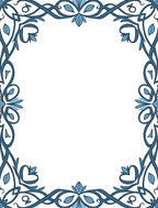 Blue Vine Leaf Scrollwork Border Rug