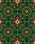 Deep Green Burgundy Sunburst Medallion Rug