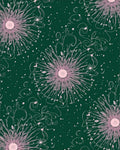 Fuchsia Floral Spray Emerald Swirls Rug
