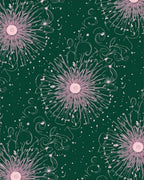 Fuchsia Floral Spray Emerald Swirls Rug