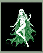 Enchanting Emerald Nymph Swirling Drapery Rug