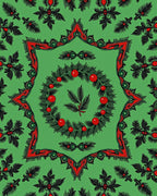 Green Red Christmas Wreath Medallion Rug
