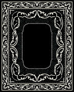 Monochromatic Intricate Floral Scroll Frame Rug