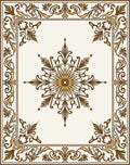 Brown Gold Floral Medallion Border Rug