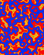 Vibrant Blue Red Organic Waves Rug