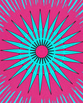 Vibrant Aqua Starburst Pink Radiating Rug