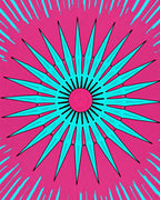 Vibrant Aqua Starburst Pink Radiating Rug