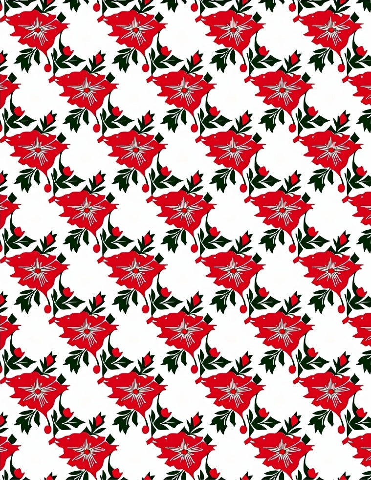 Bold Red Floral Botanical Garden Rug