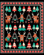 Festive Reindeer And Pine Trees Rug