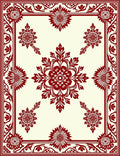 Crimson Floral Garden Medallion Border Rug