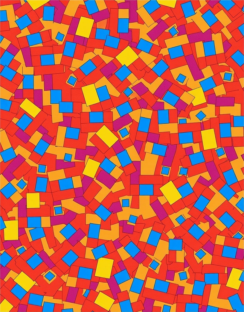 Vibrant Geometric Blocks Abstract Collage Rug
