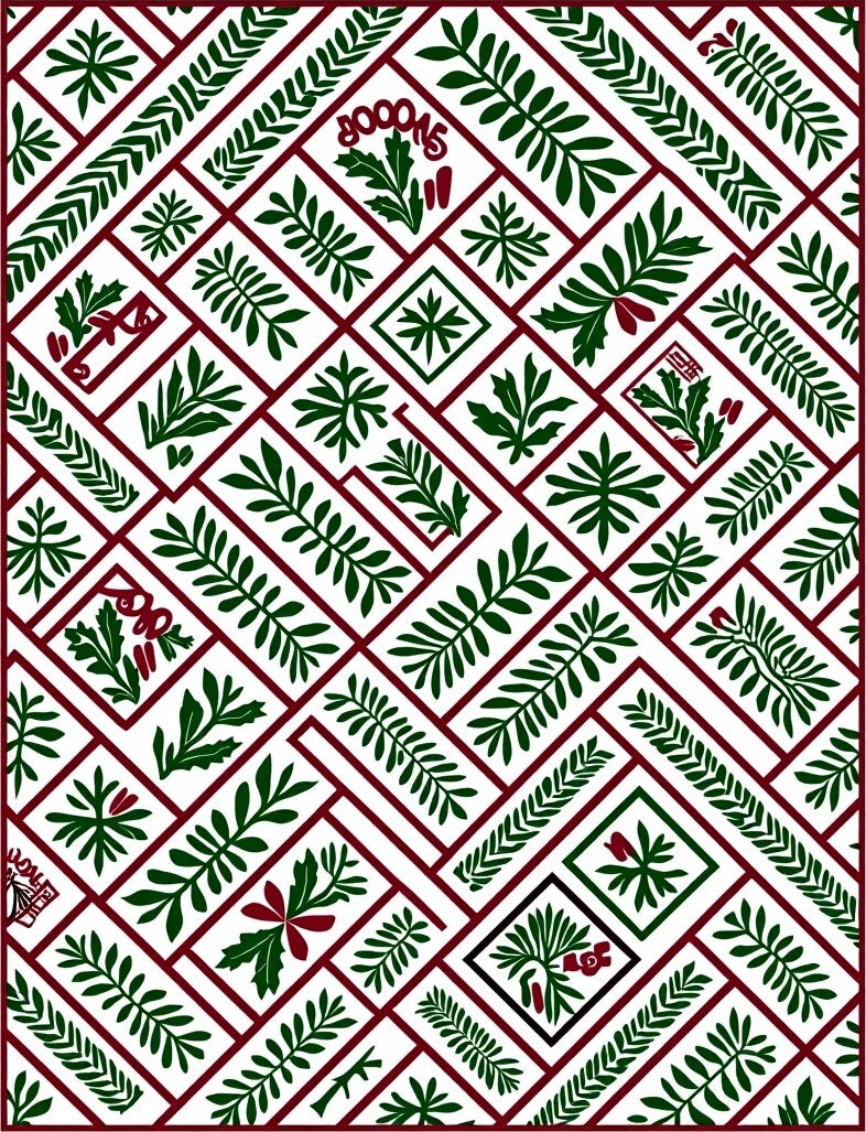 Emerald Green Botanical Lattice Rug