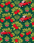 Red Vintage Trucks With Tomatoes Rug