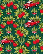 Red Vintage Trucks With Tomatoes Rug