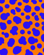 Bright Orange Blue Blobs Rug