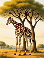 Safari Giraffe Under Canopy Trees Rug
