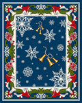 Blue Snowflakes Bells Holiday Border Rug