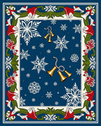 Blue Snowflakes Bells Holiday Border Rug
