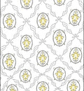 Yellow Laurel Medallion Lattice Rug