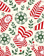 Whimsical Red Candy Cane Characters Garden Rug