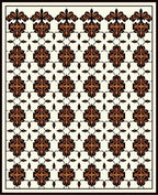 Black Orange Floral Symmetry Rug