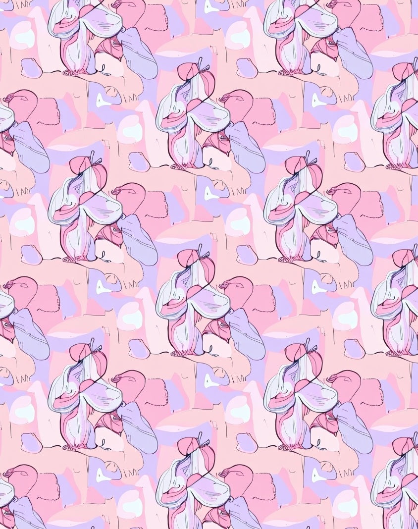 Pastel Pink Abstract Floral Swirl Rug