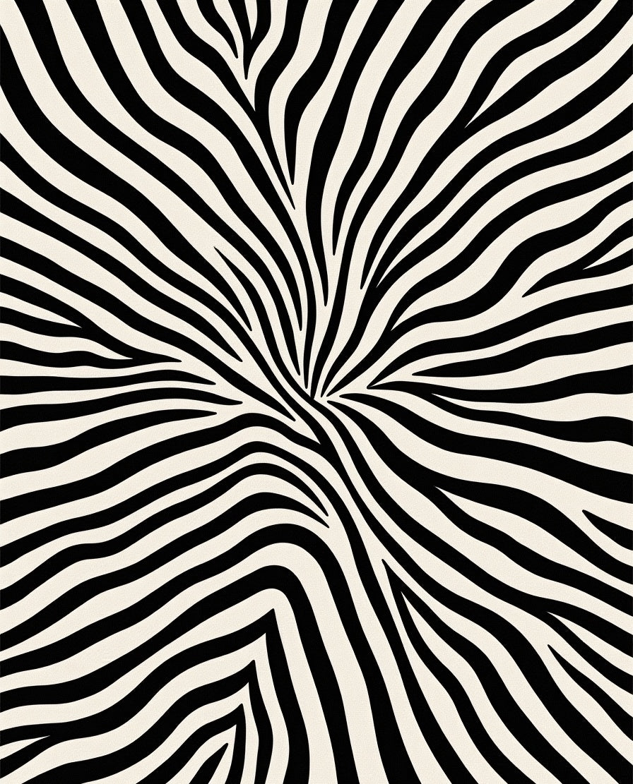 Bold Black White Animal Stripe Rug