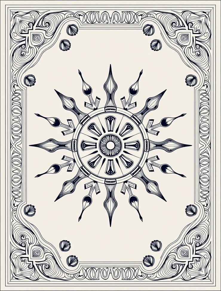Ornate Black Sunburst Mandala Medallion Rug