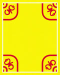 Bright Yellow Red Corner Scroll Rug