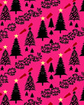 Black Christmas Trees Yellow Stars Red Dash Rug