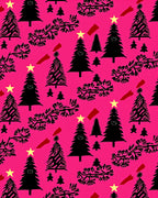 Black Christmas Trees Yellow Stars Red Dash Rug