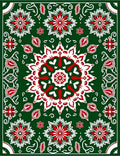 Forest Green Red Starburst Medallion Rug