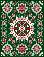 Forest Green Red Starburst Medallion Rug