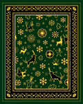 Deep Green Deer Snowflake Motif Rug