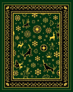 Deep Green Deer Snowflake Motif Rug