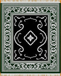 Dark Green White Floral Medallion Rug
